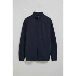 Felpa con cerniera a collo alto blu marino con logo Rigby Go