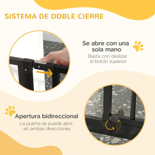 Barrera de Seguridad para Perros Extensible 75-145 cm para Puertas y Escaleras Puerta de Seguridad para Mascotas con Extensiones Montaje a Presión y Doble Bloqueo Negro