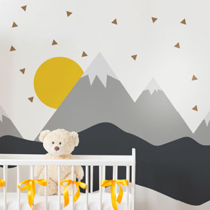 Stickers muraux enfants - Décoration chambre bébé - Autocollant Sticker mural géant enfant montagnes scandinaves NORDIKA