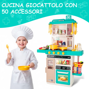 Cucina Giocattolo Bambini Con Luci E Suoni Realistici Rubinetto Con Riciclo Acqua Forno Fornelli Apribili 50 Accessori Gioco Educativo 3–8 Anni Verde