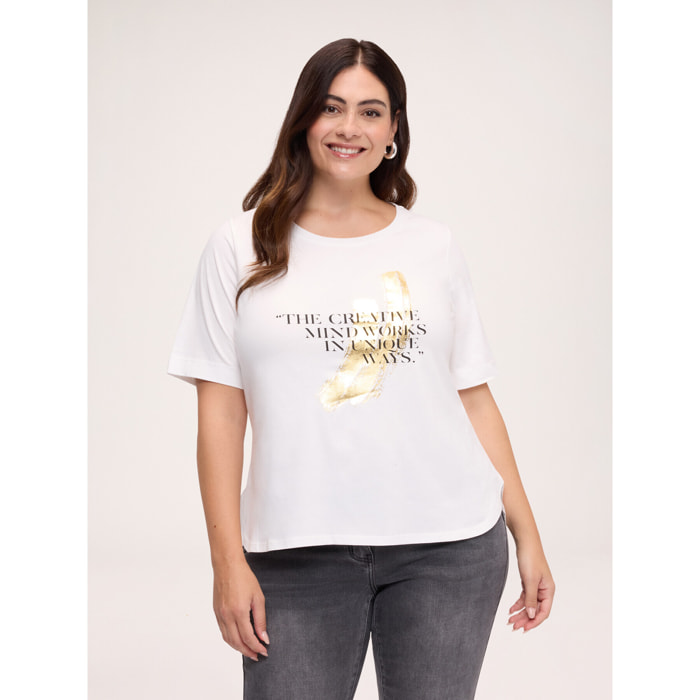 Fiorella Rubino - T-shirt in cotone con scritta e stampa - Bianco