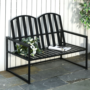 Banc de jardin design contemporain 2 places dim. 108L x 63l x 80H cm métal époxy noir