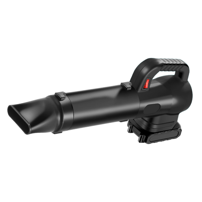 Soplador turbo con asa 21V, 1050W y 15000 mAh. Con 3 boquillas diferentes.