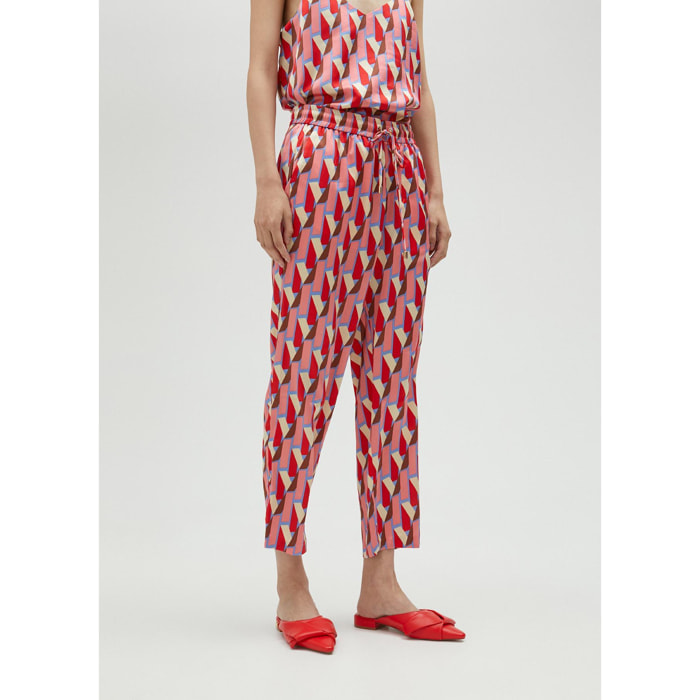 Pantaloni stampa loghi multicolore