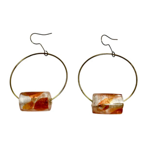 Pendiente Valencia en latón dorado y cristal hecho a mano