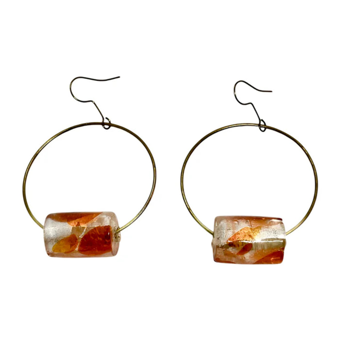 Pendiente Valencia en latón dorado y cristal hecho a mano