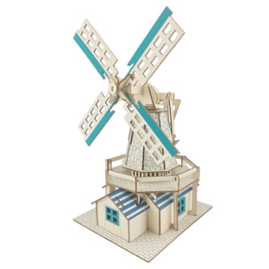 Puzzle 3D in legno. Mulino a vento olandese. 77 pezzi.