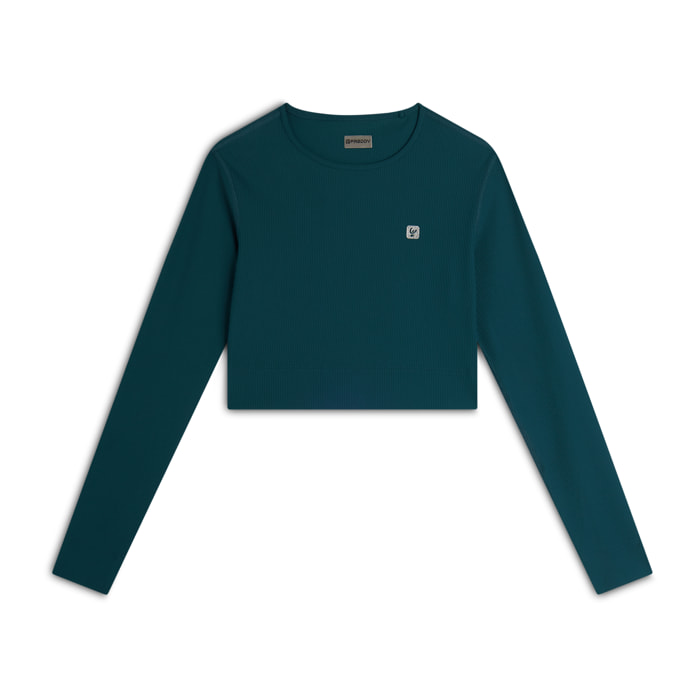 Maglia corta con maniche lunghe tessuto tecnico costine