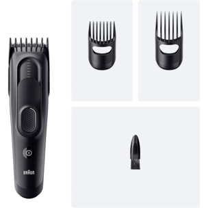 Tondeuse cheveux BRAUN HC5530, molette réglable, 17 hauteurs de coupe, précision 3 mm, autonomie 50 mn
