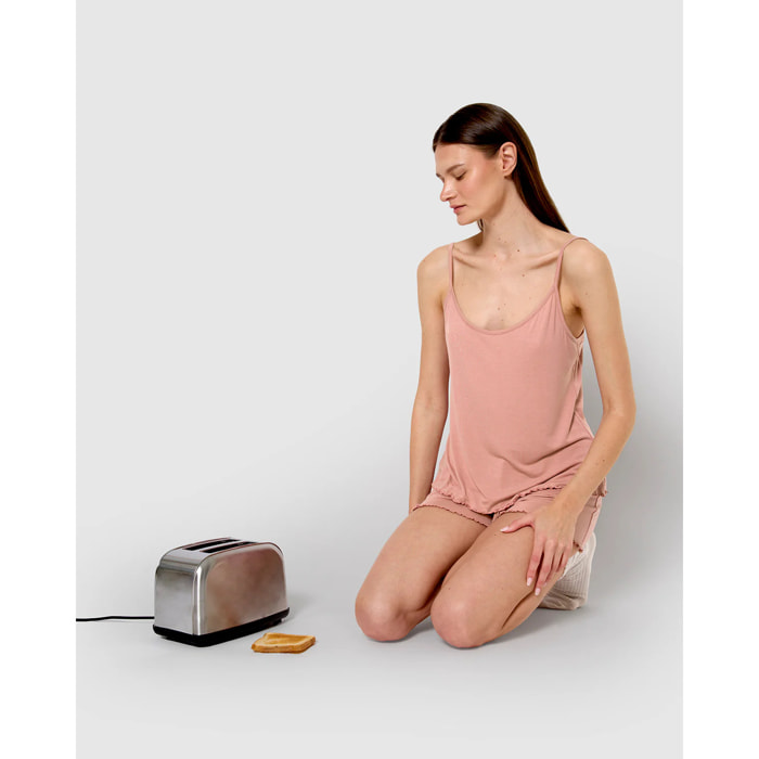 Pigiama corto viscosa spalline sottili rosa