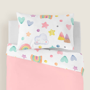Cool Kids - Funda Nórdica Estampada - Infantil - Cierre Solapa - 100% Algodón - Incluye 1 Funda de Almohada - Confetti
