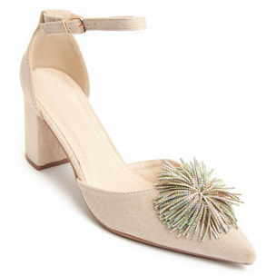 Zapato de tacón - Beige - Altura: 7 cm