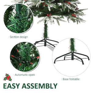 Sapin de Noël artificiel enneigé Ø 75 x 150H cm 451 branches épines imitation Nordmann grand réalisme 56 houx