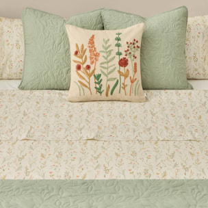 Funda nórdica algodón percal 180 hilos estampado floral Rita color verde 100% Algodón percal
