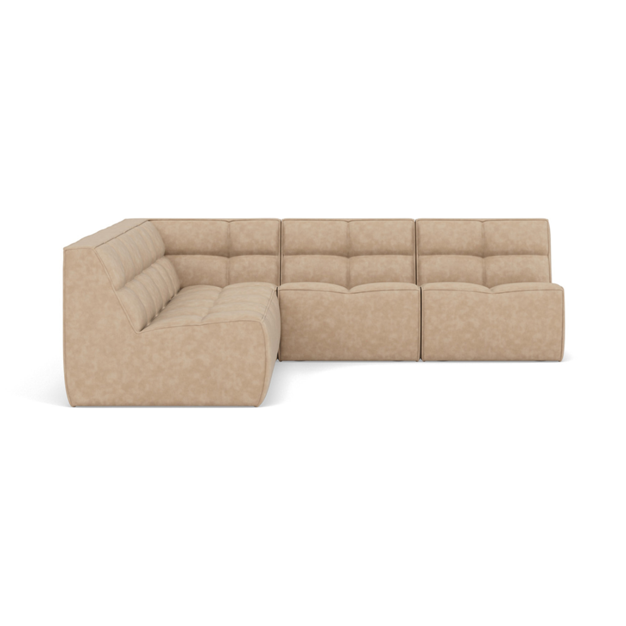 Alya - canapé modulable d'angle réversible 5 places en simili - Beige