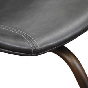 Set di 4 sedie COPENAGHEN rivestite in ecopelle antracite e gambe in metallo nero