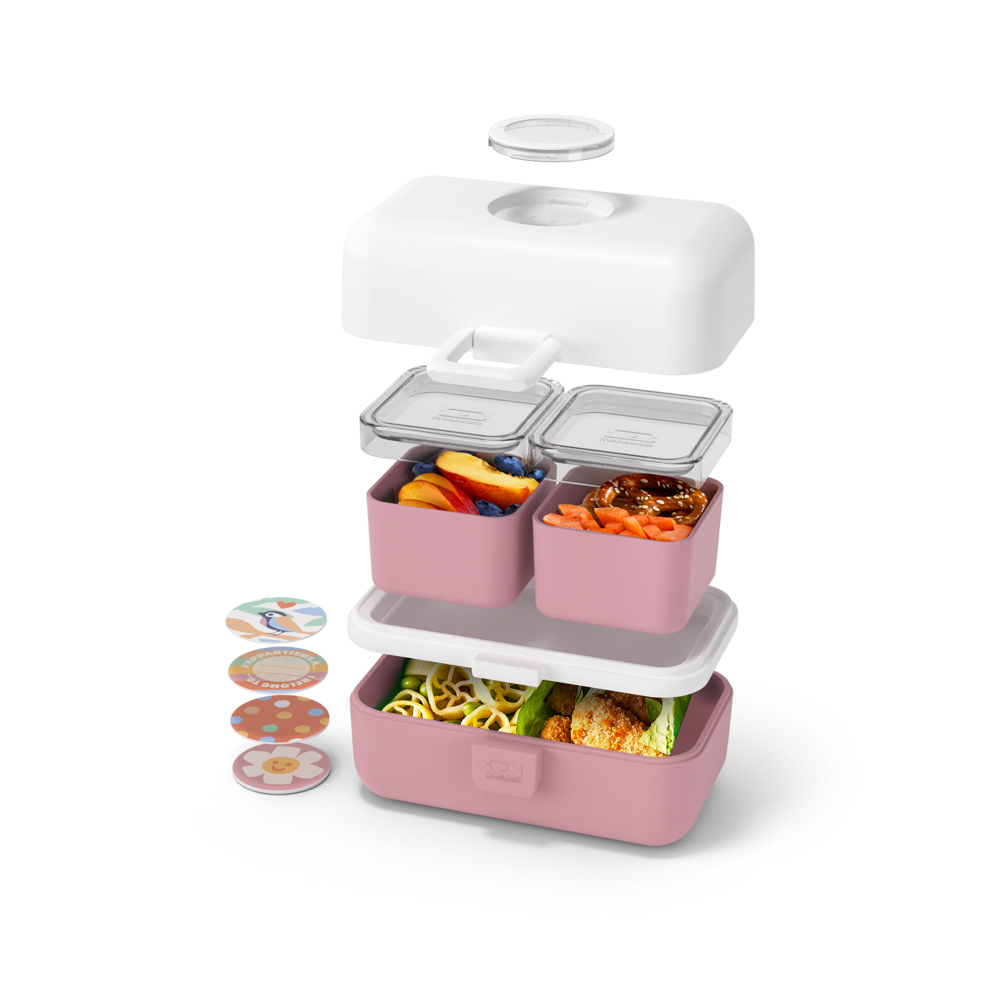 Lunch box à compartiments pour enfant Tresor 800ml Blanc/Rose