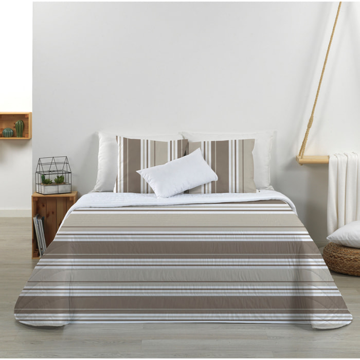 Pack colcha + 2 fundas de cojín WIDE LINE PIEDRA Nordic-Home