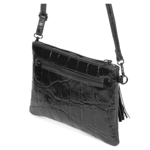 Ermine Borsa a tracolla Donna. Pelle autentica Camoscio Inciso Coccodrillo Grande