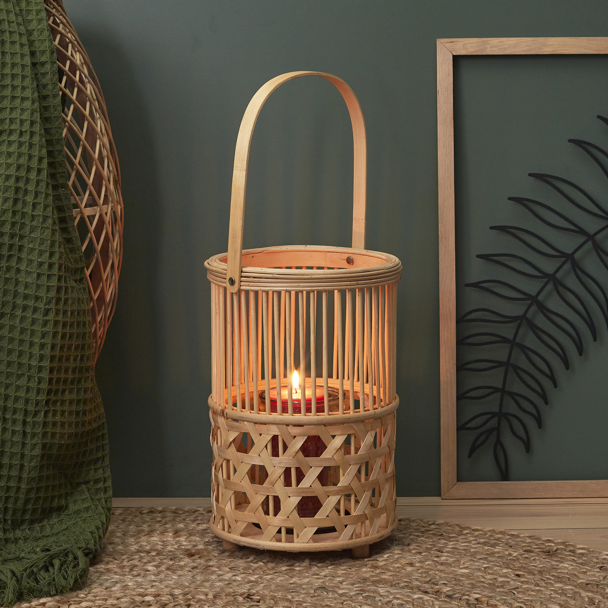 Lanterne Bambou Tresse Et Anse