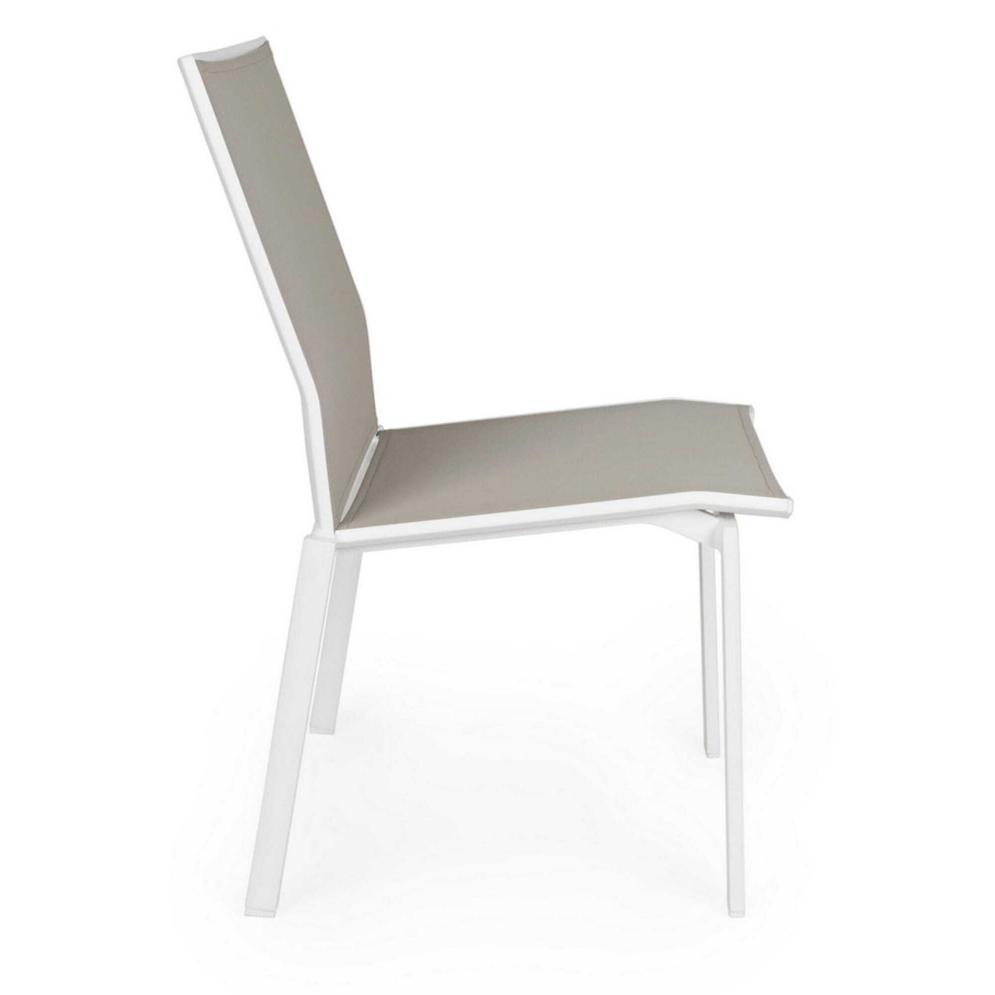 Set 4 sedie da giardino ZARAGOZA in textilene e alluminio bianco, impilabile