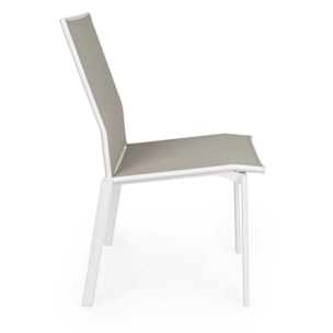 Set 4 sedie da giardino ZARAGOZA in textilene e alluminio bianco, impilabile