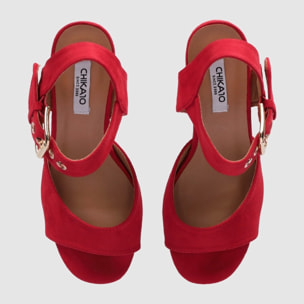 Sandalias de Tejido - Rojo - Tacón: 10 cm
