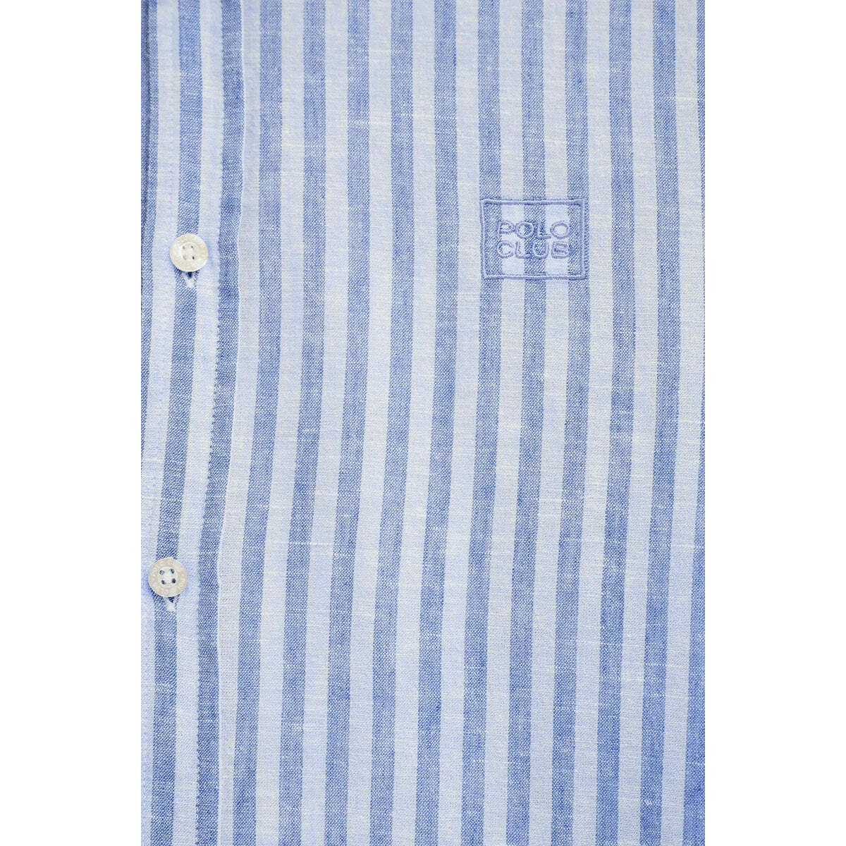 Camicia a righe cotolino blu con collo italiano e logo Polo Club