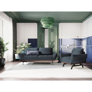 Fauteuil "Olivier" en tissu structurel bleu