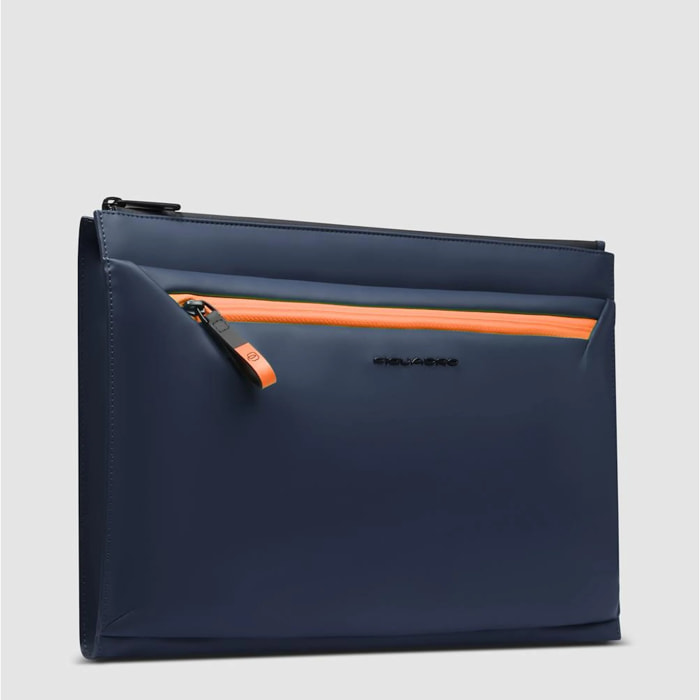 Piquadro Pochette porta iPad® in tessuto gommato resistente all'acqua con tasca per AirPods®