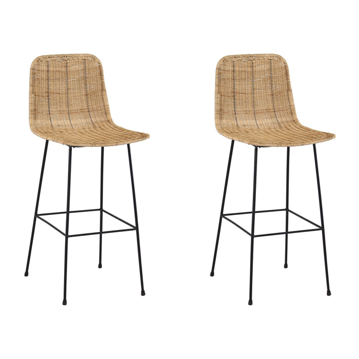 Lot de 2 chaises de bar en rotin TARA