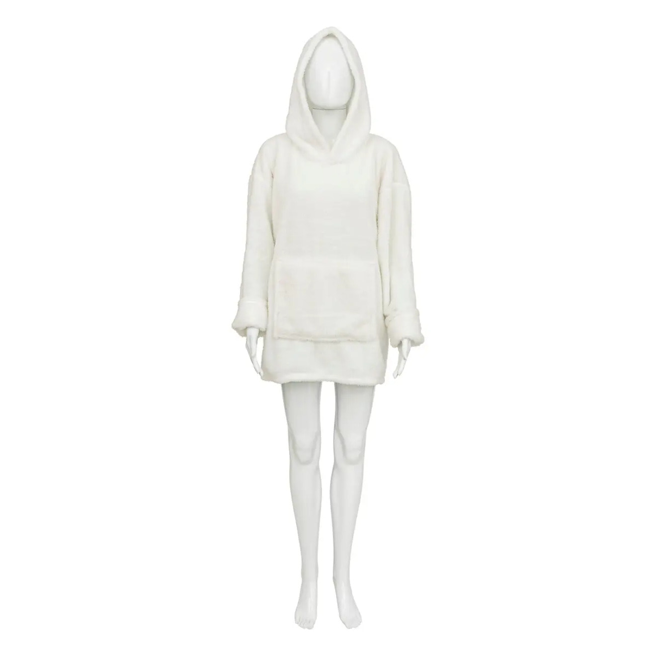 Plaid sweat capuche flanelle Teddy blanc taille unique