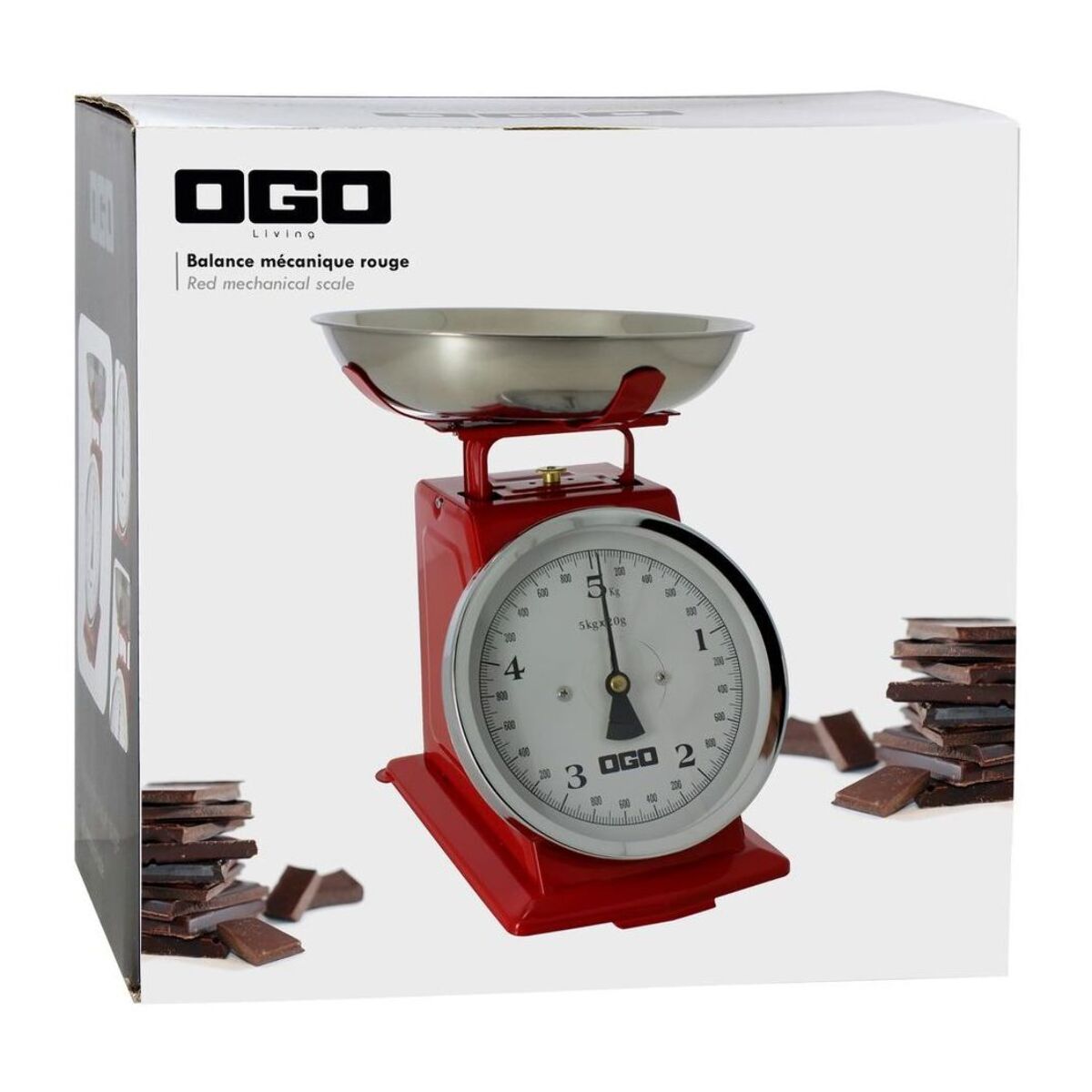 Balance de cuisine mécanique en inox rouge 5kg/20g