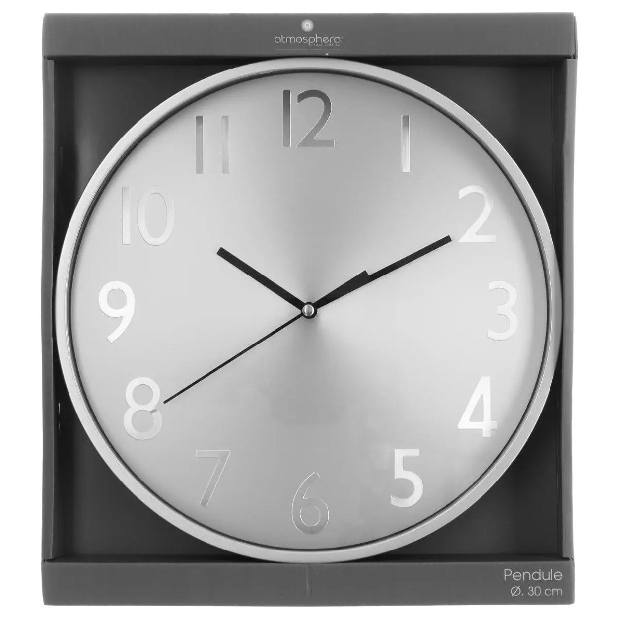 Horloge "Anae" métal argent D30cm