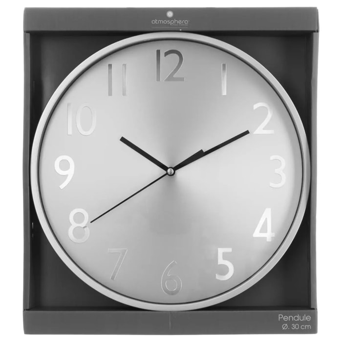 Horloge "Anae" métal argent D30cm
