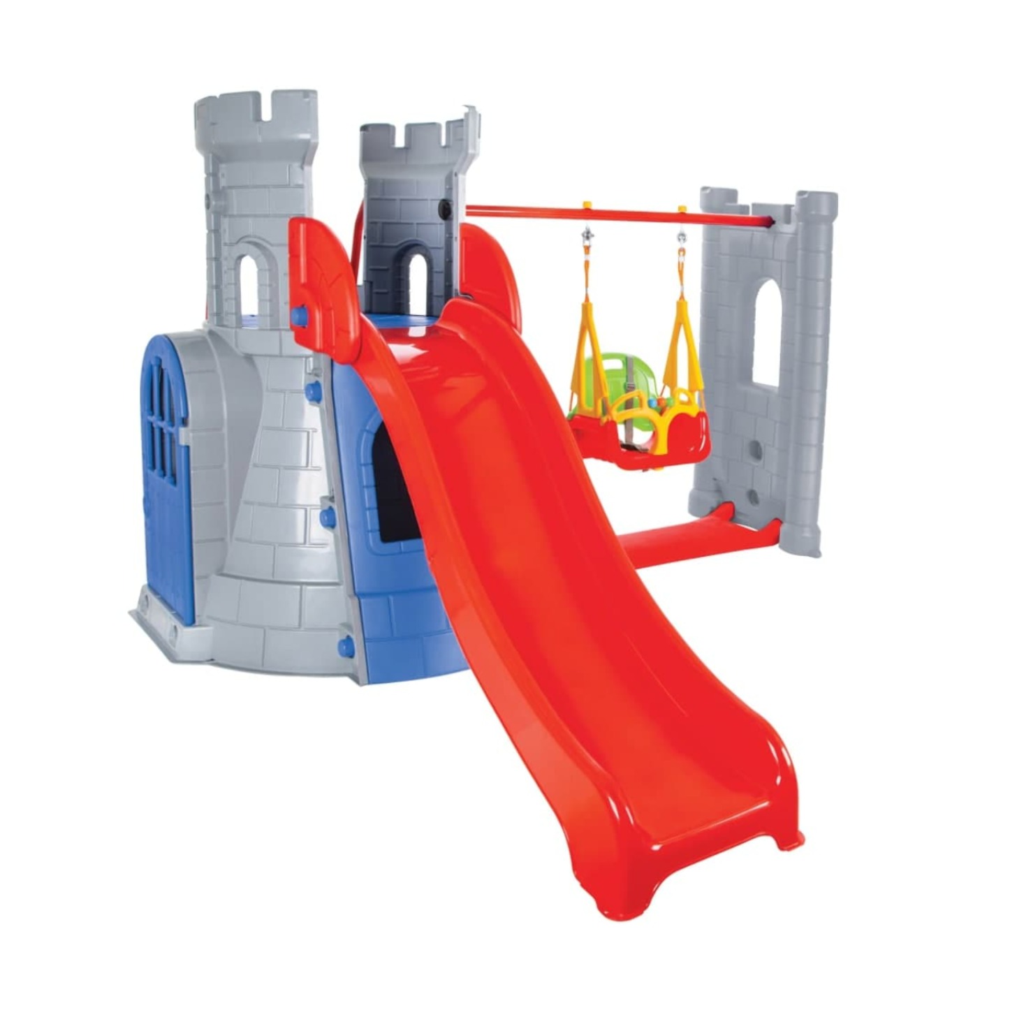 Castillo infantil de plástico con tobogán y columpio CASTLE SLIDE AND SWING SET 07 961 PILSAN