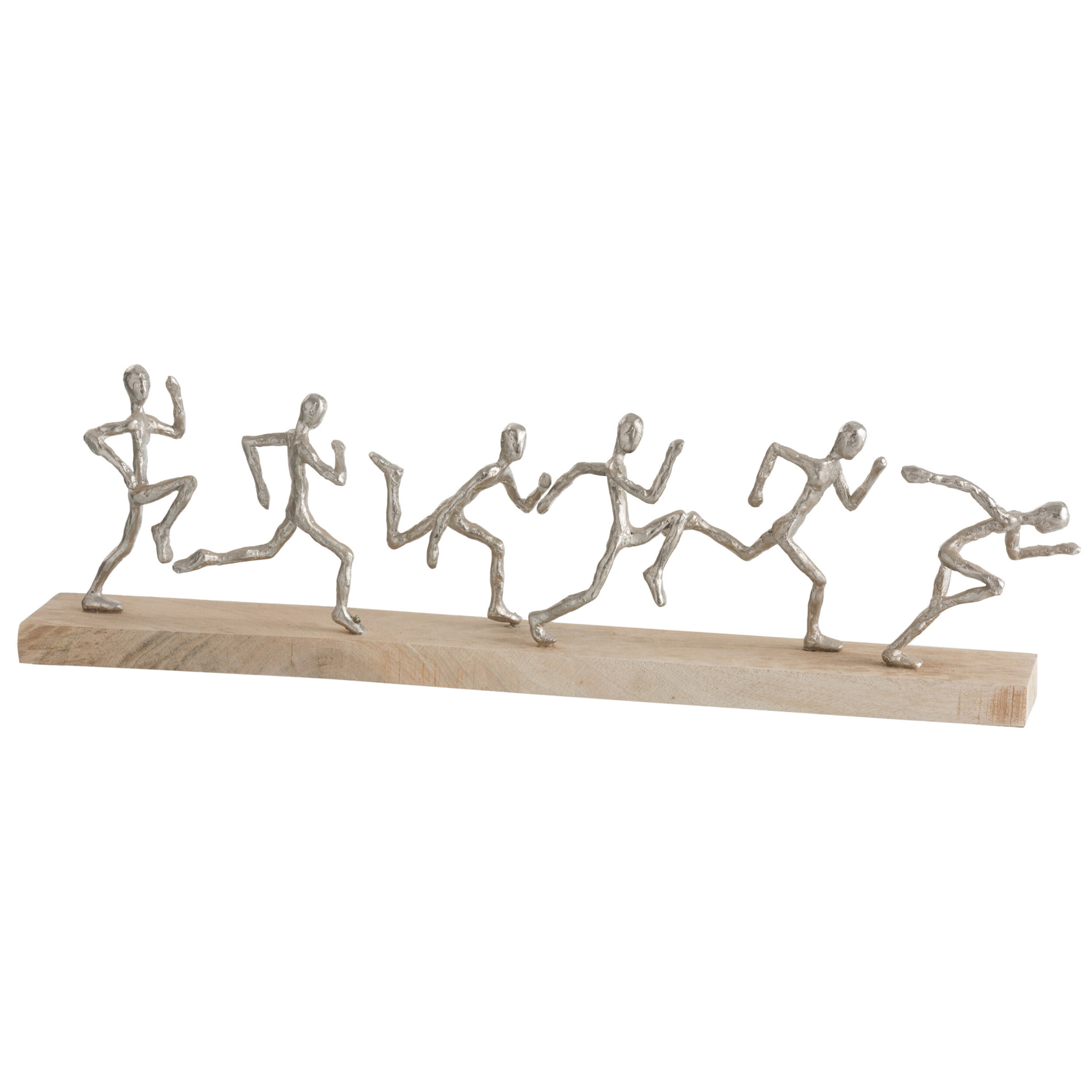 J-Line décoration Statue 6 Coureurs - aluminium/bois - argent/naturel