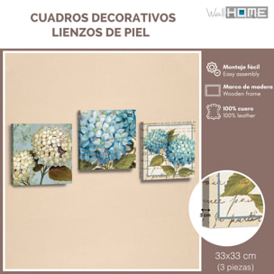 Lienzo decorativo en Piel PU 3 piezas. WELL HOME