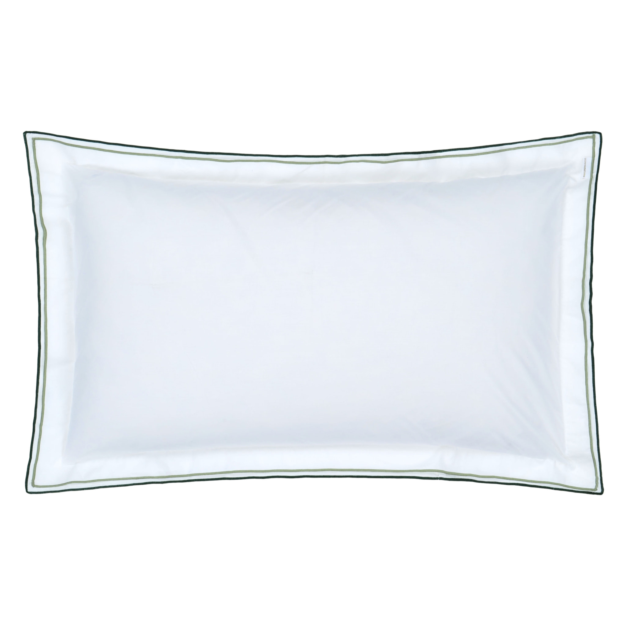 Taie d'oreiller unie en percale de coton, ASTOR FOREST SAGE, Blanc