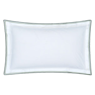 Taie d'oreiller unie en percale de coton, ASTOR FOREST SAGE, Blanc