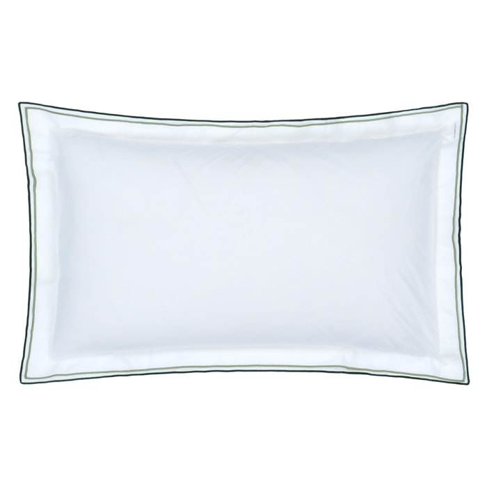 Taie d'oreiller unie en percale de coton, ASTOR FOREST SAGE, Blanc