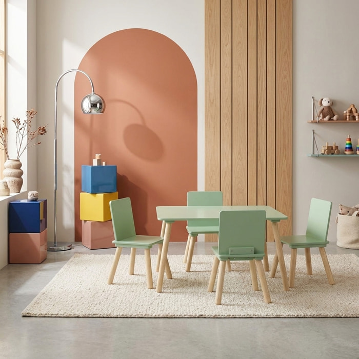 Table rectangulaire enfant bois de pin 4 assises JUDITH