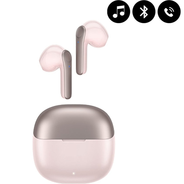 Ecouteurs Bluetooth Double canaux stéréo - réducteur de bruit Rose Gold