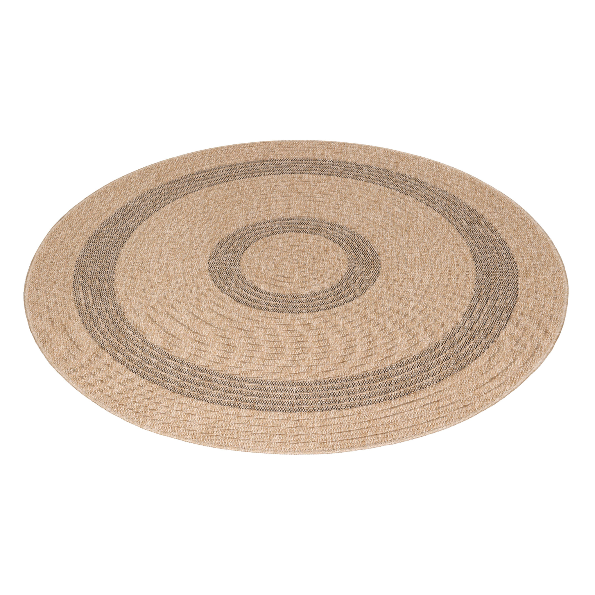 COMILLA - Tapis intérieur/extérieur rond aspect jute noir