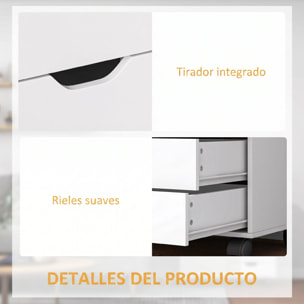 Cajonera de Escritorio con 5 Cajones, Cajonera de Oficina con Ruedas, Estante Ajustable, Soporte para Impresora para Estudio, Salón, 78x40x66,5 cm, Blanco