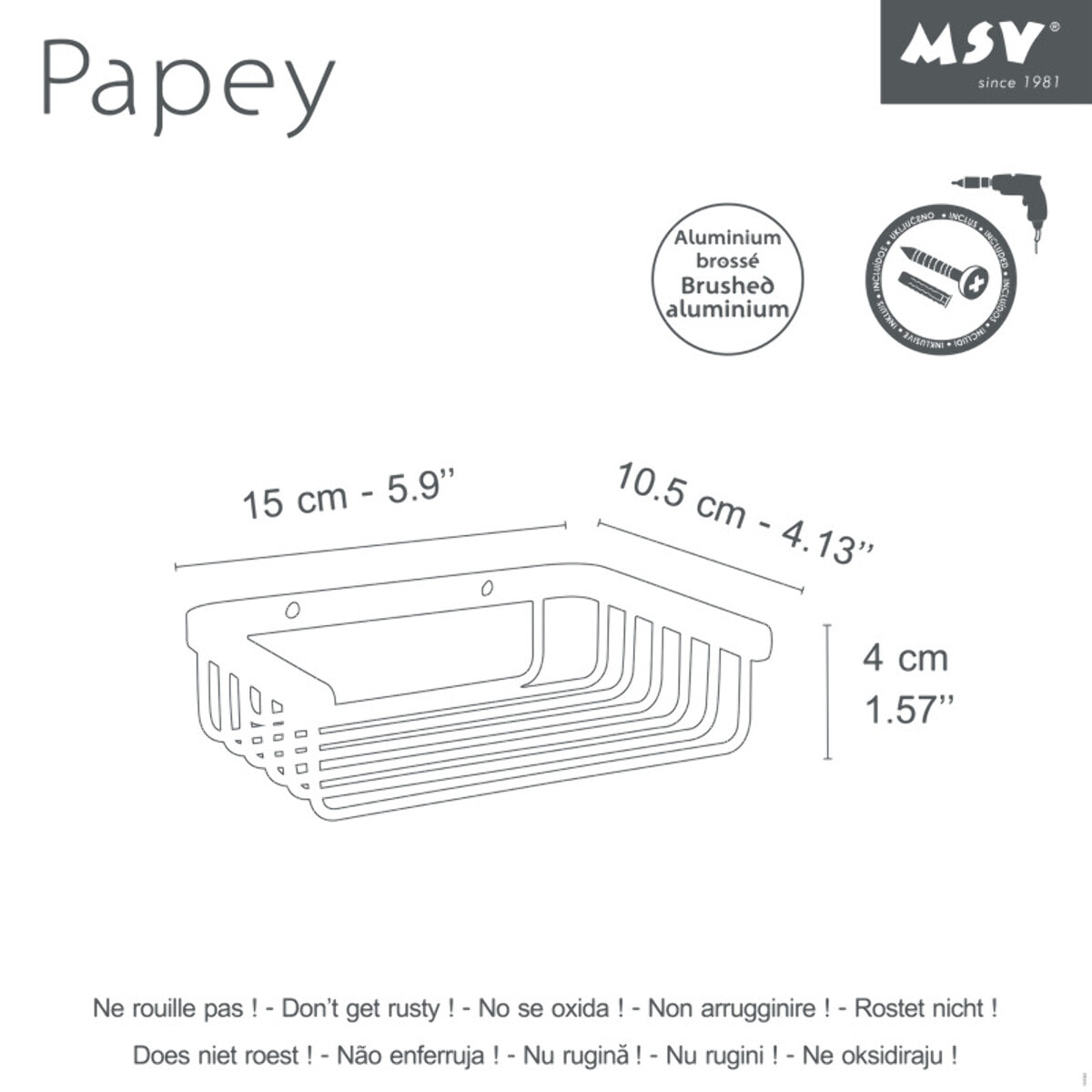 Etagère à  fixer PAPEY Alu MSV