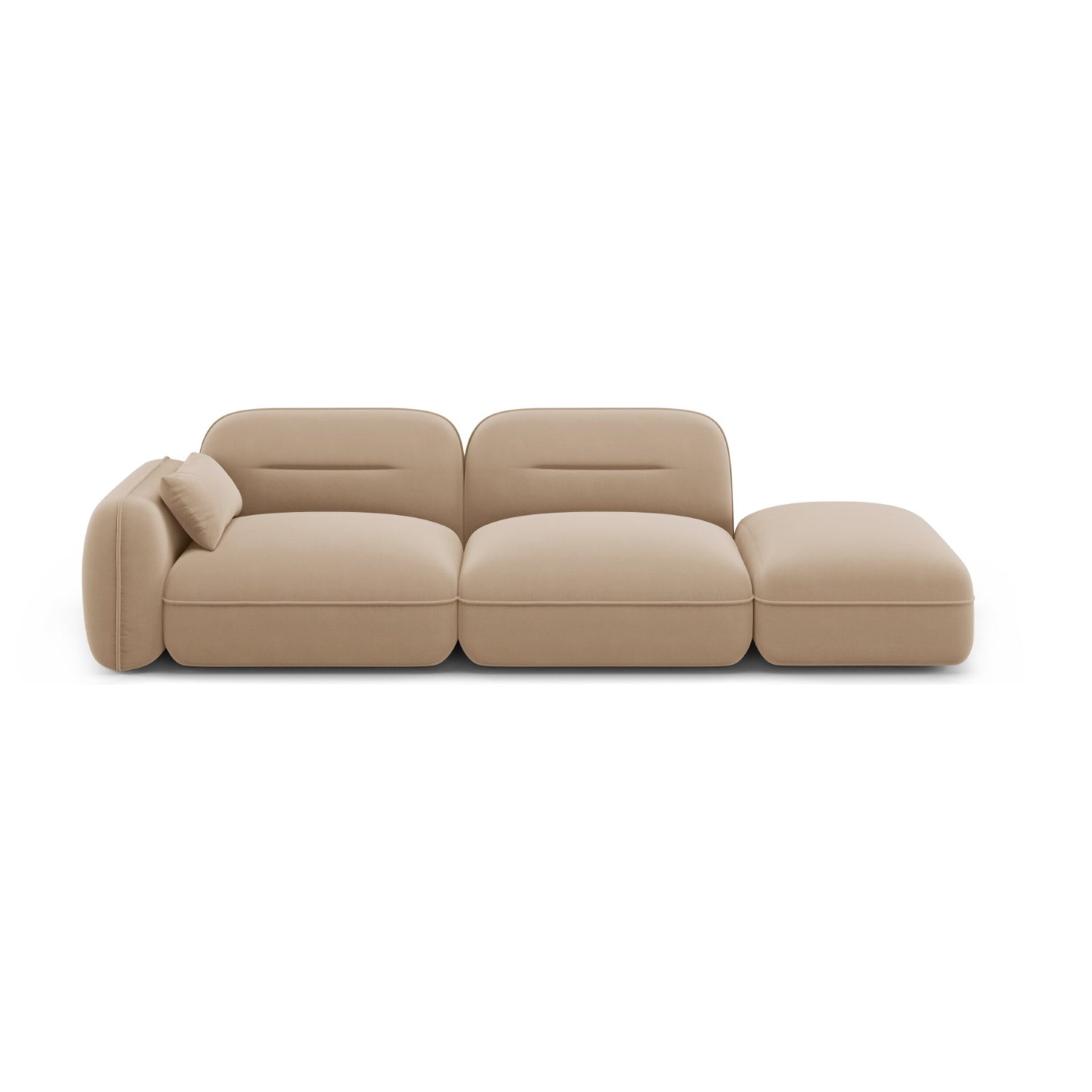 Canapé modulable droit "Sydney" 3 places en velours le sable