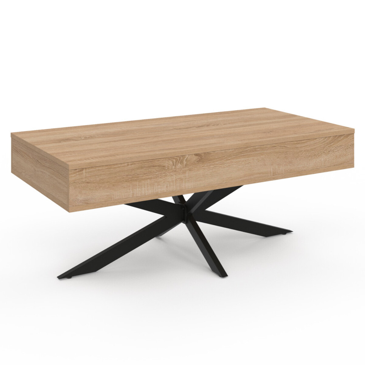 Table basse Spider avec plateau relevable bois et pieds croisés noir L100cm