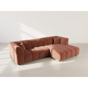 Curtis - canapé d'angle droit 4 places avec accoudoir en tissu texturé - Terracotta