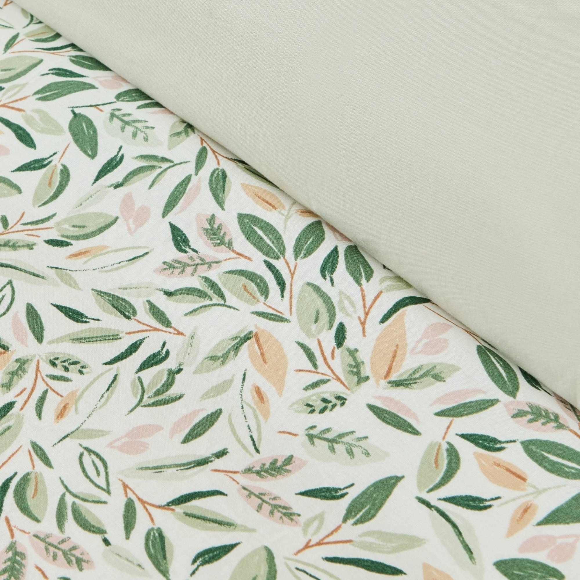 Funda nórdica hojas Pra color verde 100% Algodón percal